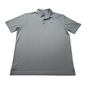Callaway Opti-Dri Performance Golf Polo Shirt Gray Striped SS Men's Large‎ EUC
